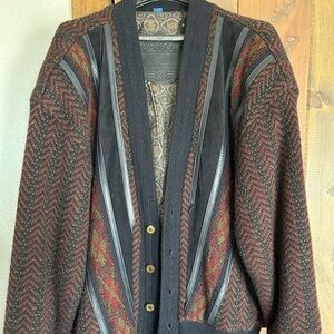 Men’s jacket, leather, suede & knit, made in Italy.